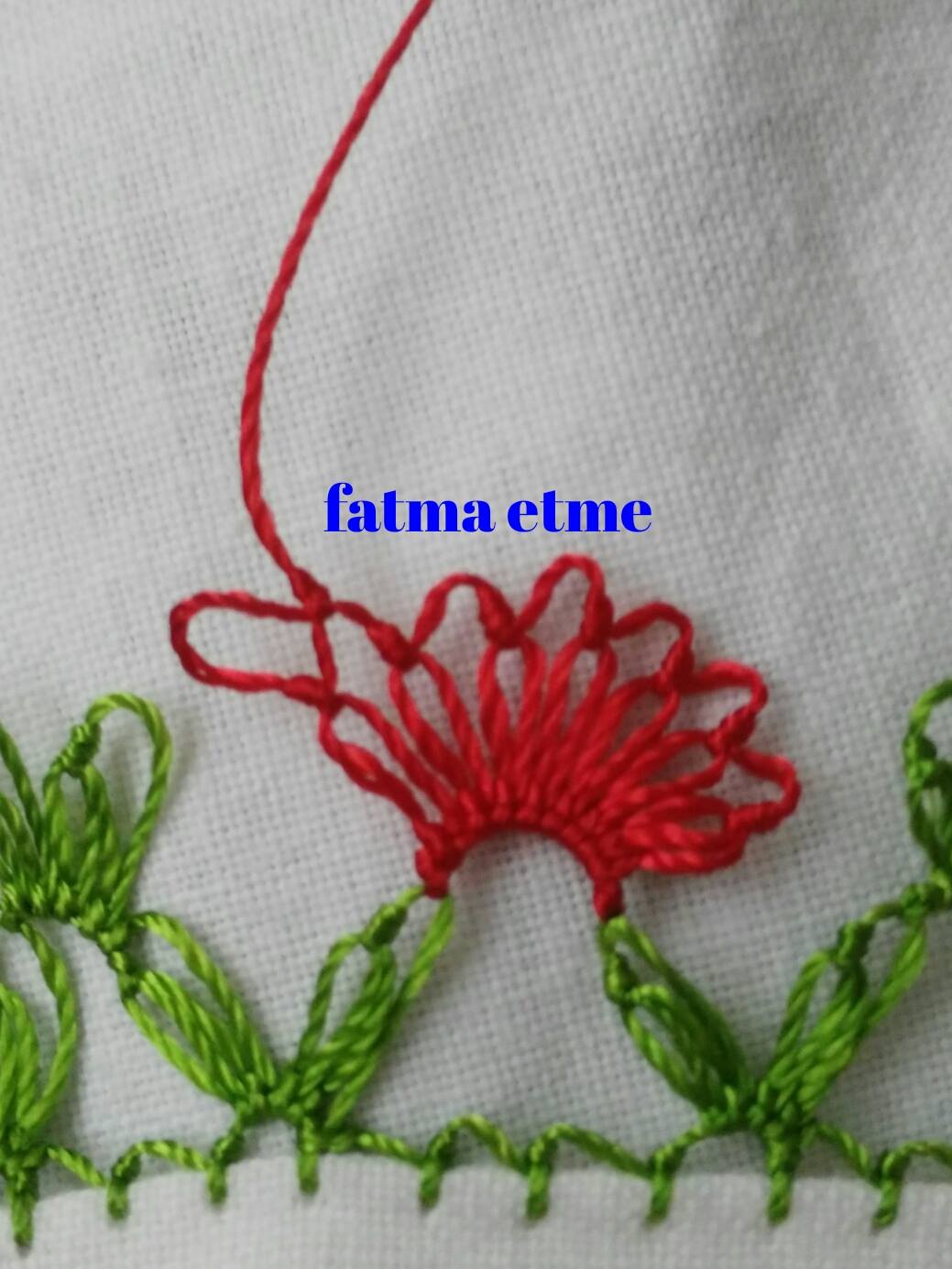 Basit iğne oyası havlu kenarı yapılışı 10
