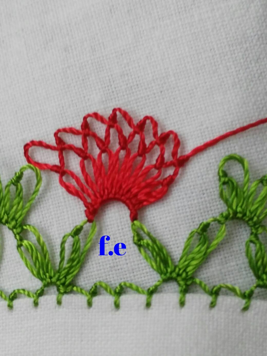 Basit iğne oyası havlu kenarı yapılışı 11