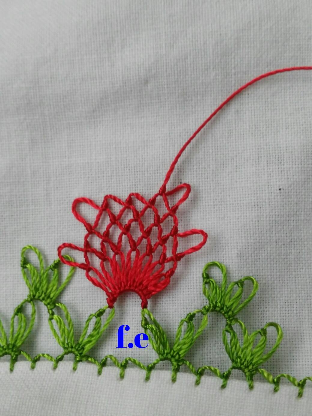 Basit iğne oyası havlu kenarı yapılışı 14