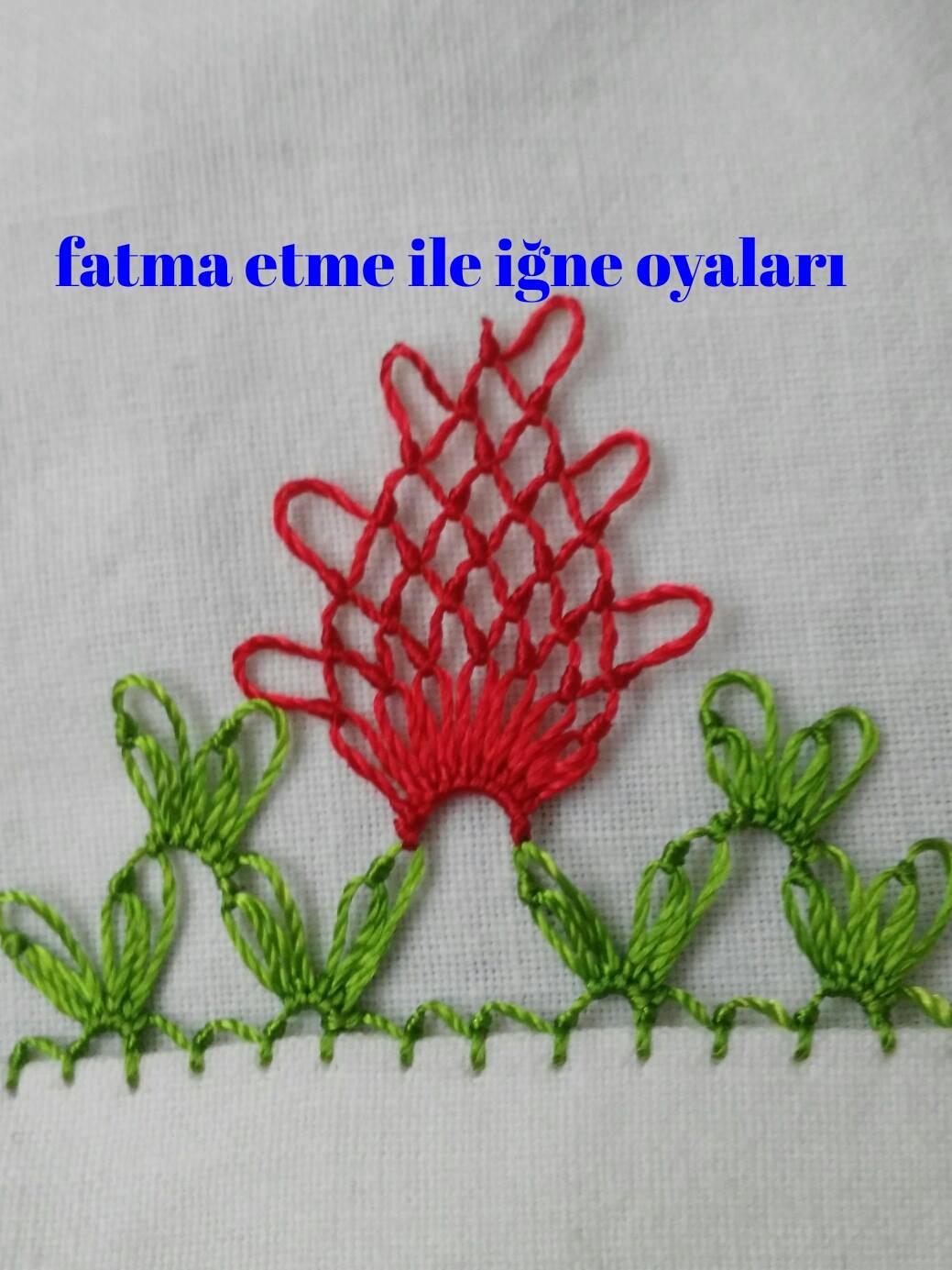 Basit iğne oyası havlu kenarı yapılışı 16
