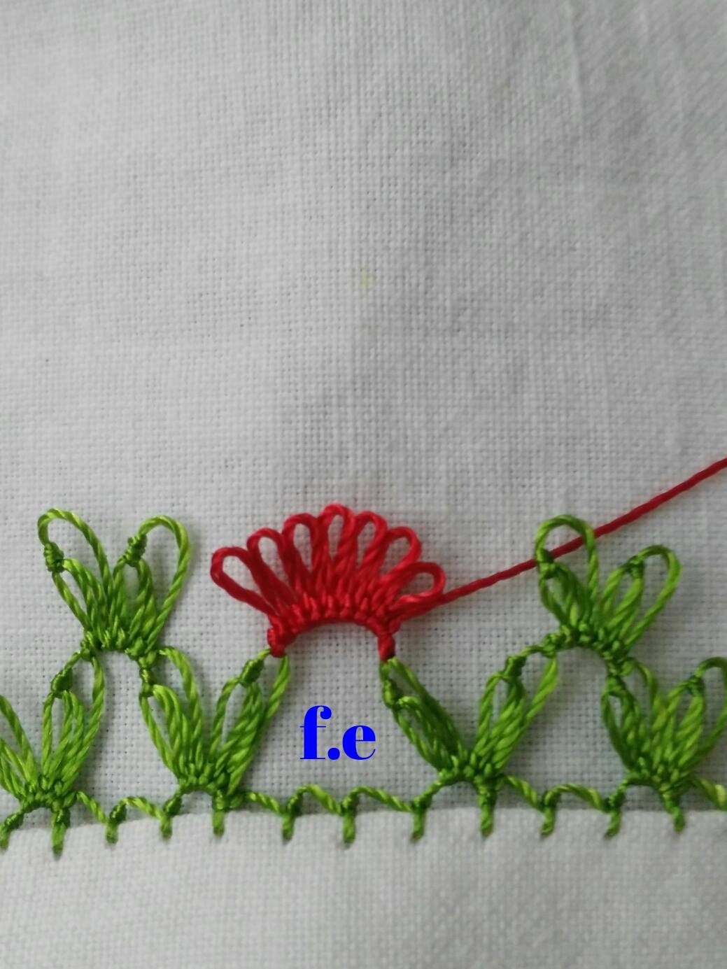 Basit iğne oyası havlu kenarı yapılışı 7