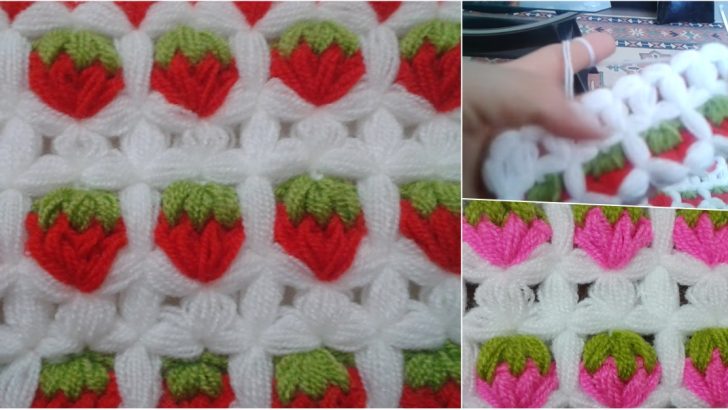 Örgü çilekli lif modeli yapılışı