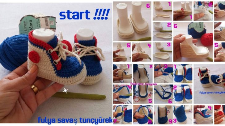 Tığ İşi Örgü Converse Bebek Patiği Yapılışı