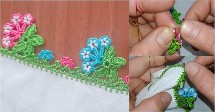 Kum Boncuk Motifli Tığ Oyası