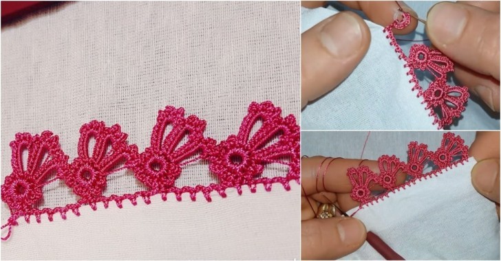 Tığ batısını yaparken tek sırada yapılan oya modeli