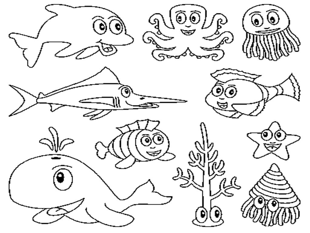 Deniz Hayvanları Boyama Sayfası