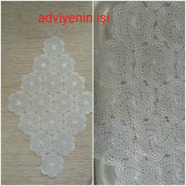 İğne oyası tepsi örtüsü modeli