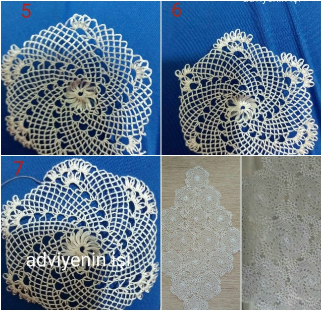 İğne oyası tepsi örtüsü yapılışı 2