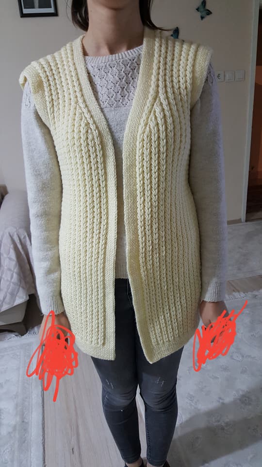 Yalancı Saç Örgüsü Modeli Bayan Yeleği 1
