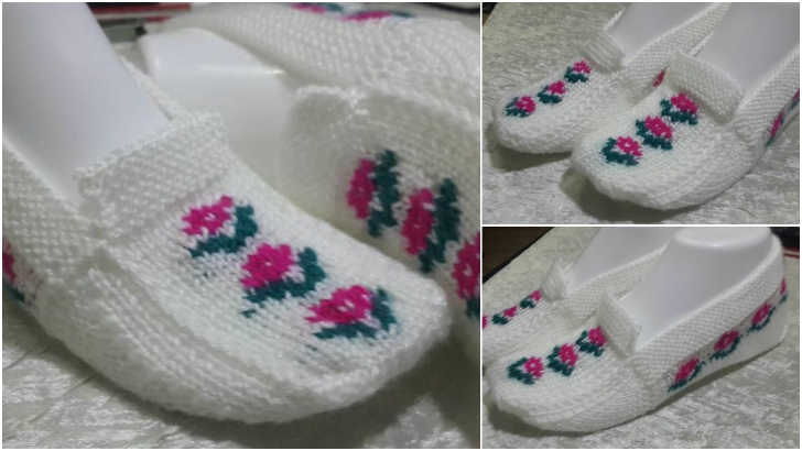 Çiçekli beş şiş patik modelleri